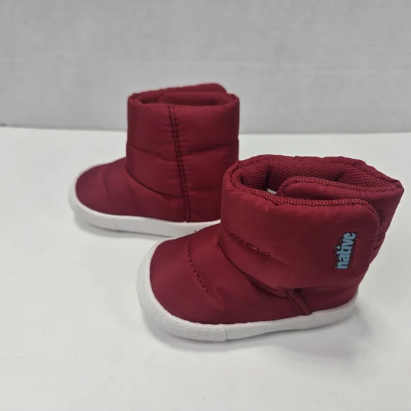 Native Chamonix Baby Red & White Snow Ankle Boots Booties Size Baby 1 B1 - Picture 3 of 12